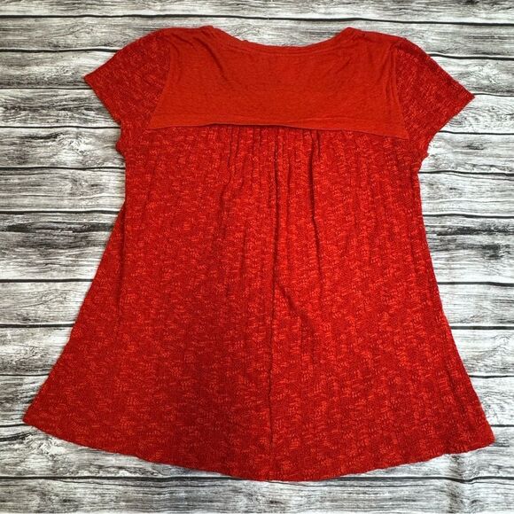 Anthropologie Knit Jersey Pocket Tee Orange Red Casual Top Women’s M - Picture 13 of 13